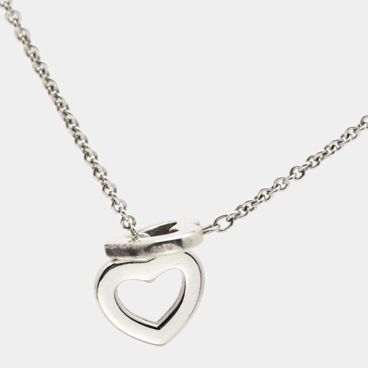 Pre Owned Tiffany & Co. Heart Silver 925 Lariat Necklace