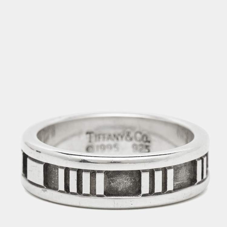 Pre Owned Tiffany & Co. Atlas  Silver 925 Band Ring Size 55