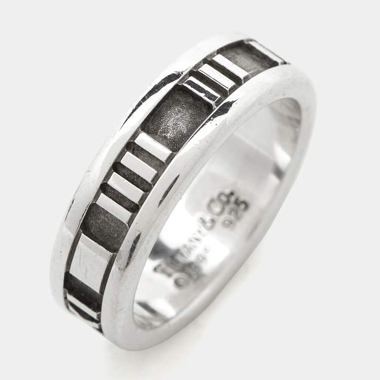 Pre Owned Tiffany & Co. Atlas  Silver 925 Band Ring Size 55