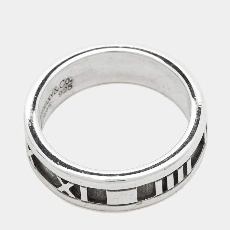 Pre Owned Tiffany & Co. Atlas  Silver 925 Band Ring Size 55