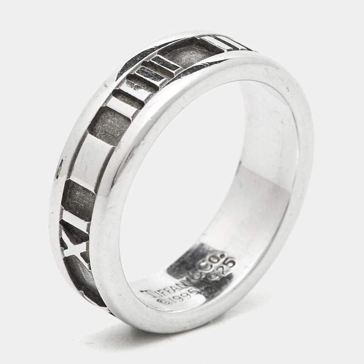Pre Owned Tiffany & Co. Atlas  Silver 925 Band Ring Size 55