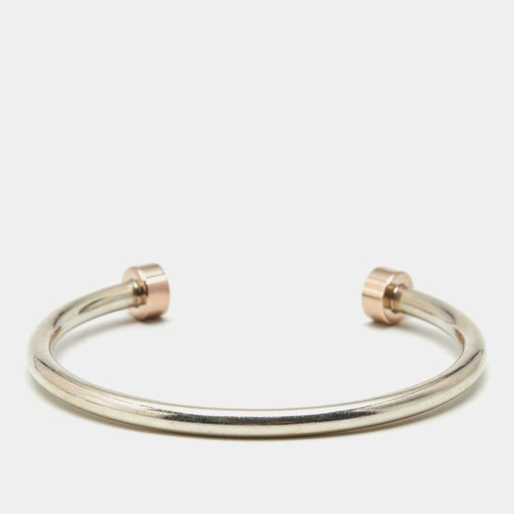 Pre Owned Tiffany & Co. Please Return to Tiffany & Co. Circle Edge Rubedo Sterling Siver Open Cuff Bracelet