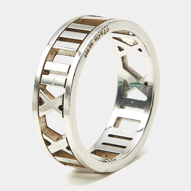 Pre Owned Tiffany & Co. Atlas Sterling Silver Band Ring Size 58