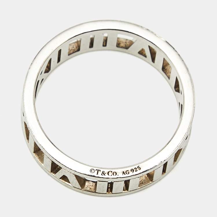 Pre Owned Tiffany & Co. Atlas Sterling Silver Band Ring Size 58