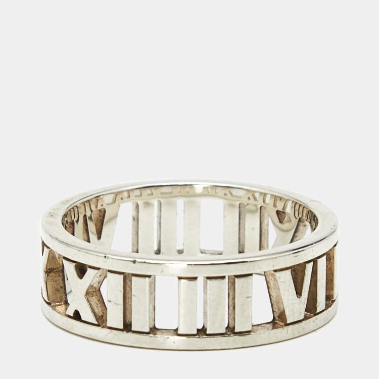 Pre Owned Tiffany & Co. Atlas Sterling Silver Band Ring Size 58