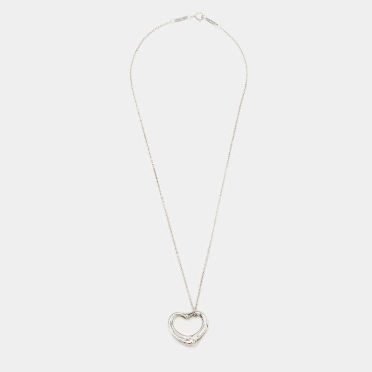 Pre Owned Tiffany & Co. Elsa Peretti Open Heart Sterling Silver Necklace