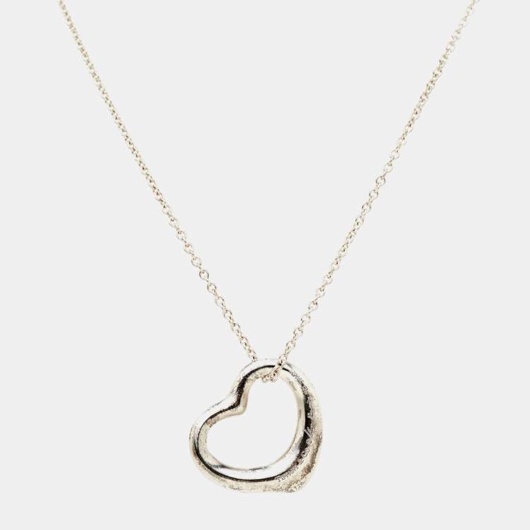 Pre Owned Tiffany & Co. Elsa Peretti Open Heart Sterling Silver Necklace