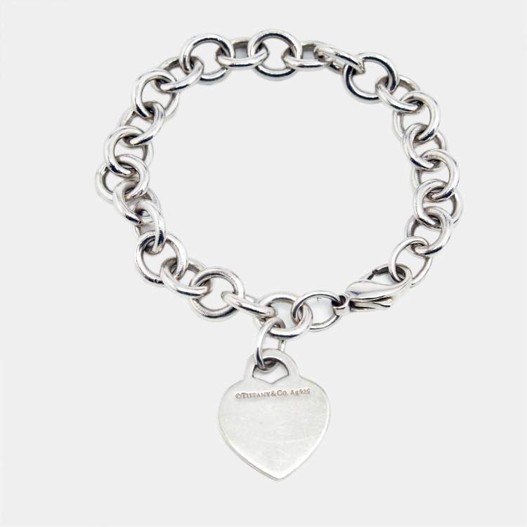 Pre Owned Tiffany & Co. Return To Tiffany Heart Tag Sterling Silver Bracelet