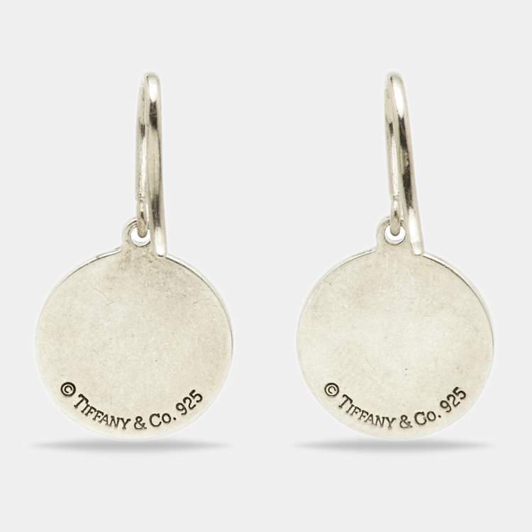 Pre Owned Tiffany & Co. Return to Tiffany Round Tag Sterling Silver 925 Hook Earrings