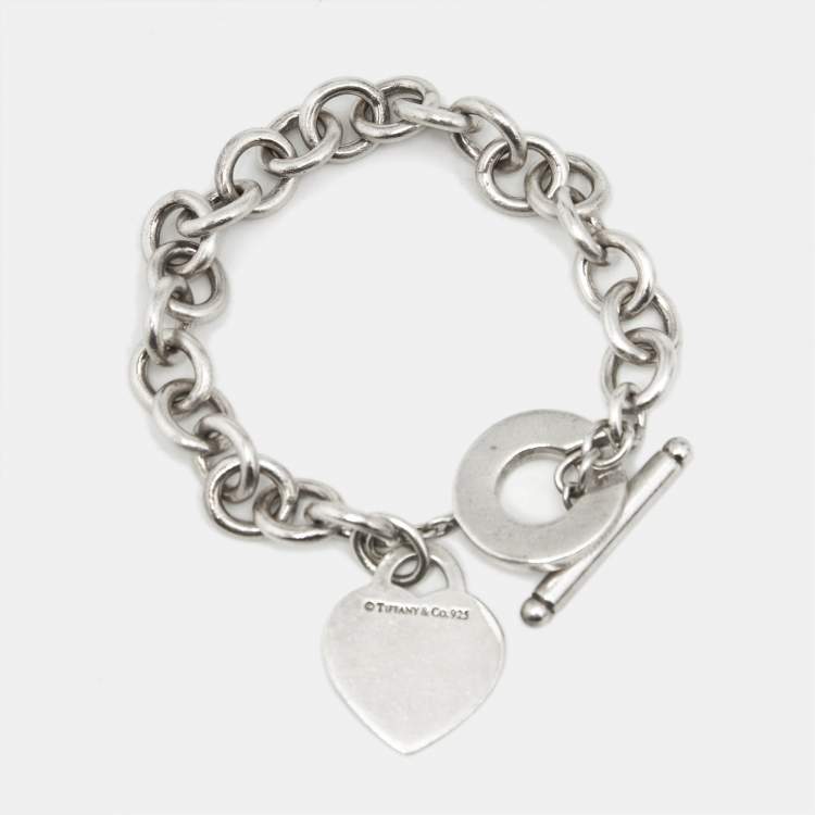 Pre Owned Tiffany & Co. Return To Tiffany Love Heart Tag Sterling Silver Bracelet