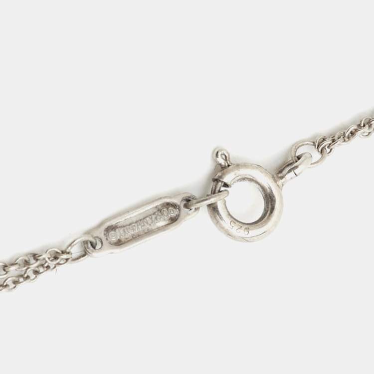 Pre Owned Tiffany & Co. Return To Tiffany Heart Tag Silver 925 Double Chain Bracelet