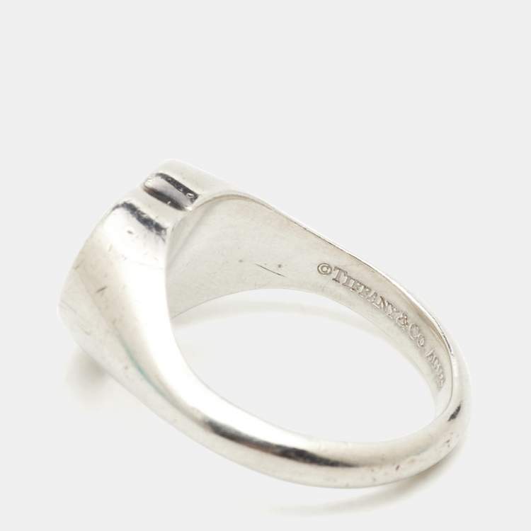 Pre Owned Tiffany & Co. Return To Tiffany Silver 925 Heart Signet Ring Size 50