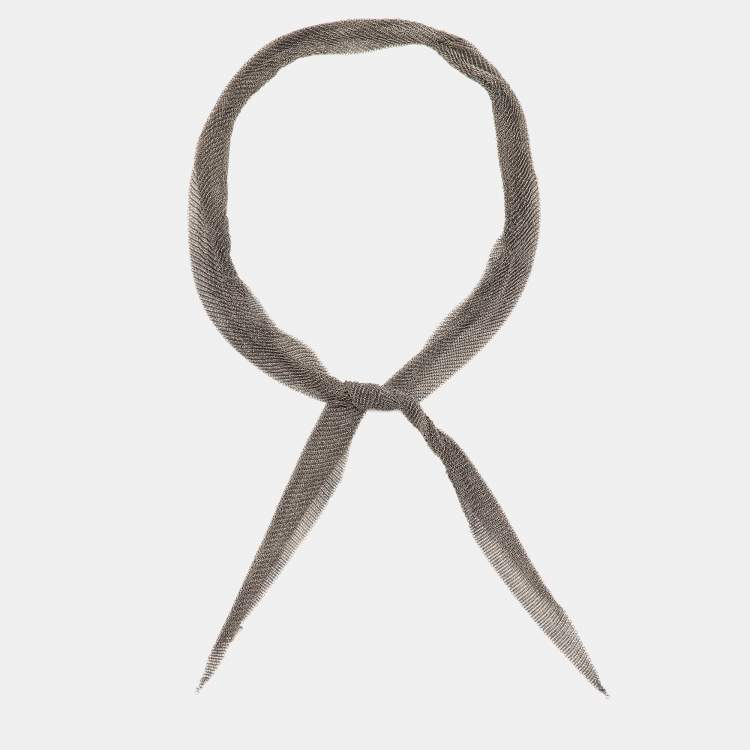 Pre Owned Tiffany & Co. Elsa Peretti Silver 925 Mesh Scarf Necklace