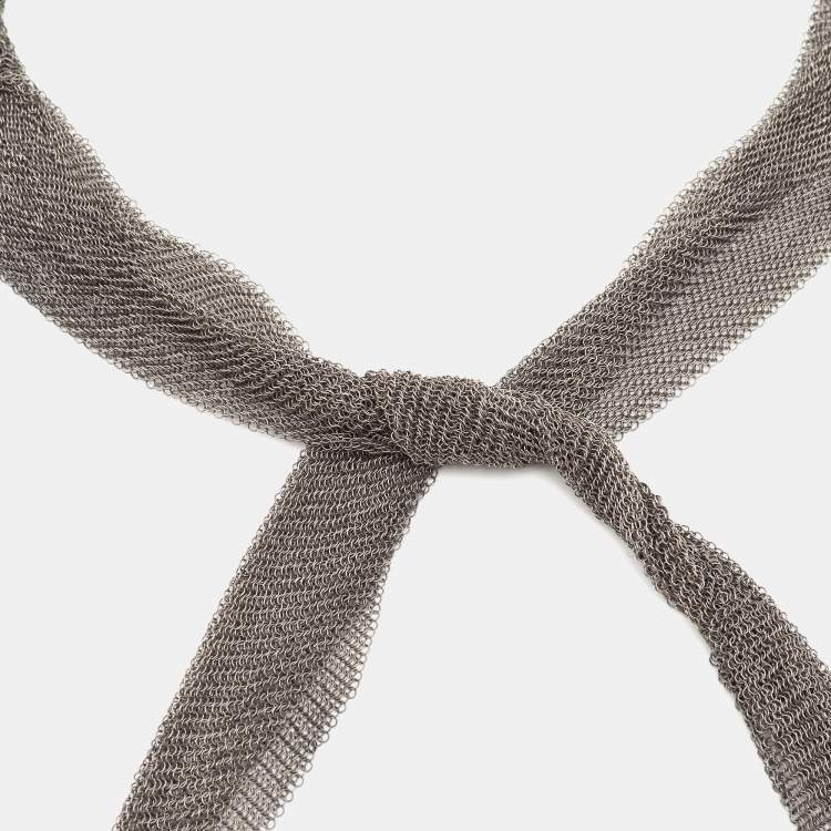 Pre Owned Tiffany & Co. Elsa Peretti Silver 925 Mesh Scarf Necklace