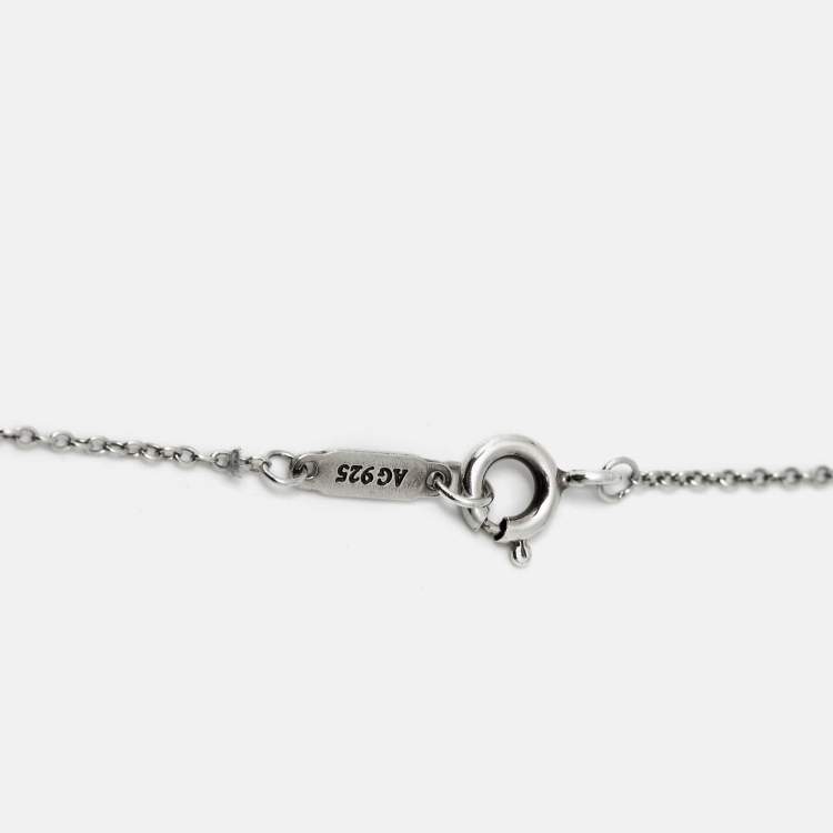 Pre Owned Tiffany & Co. Return to Tiffany Mini Double Heart Tag Pendants Enamel Sterling Silver Chain Necklace