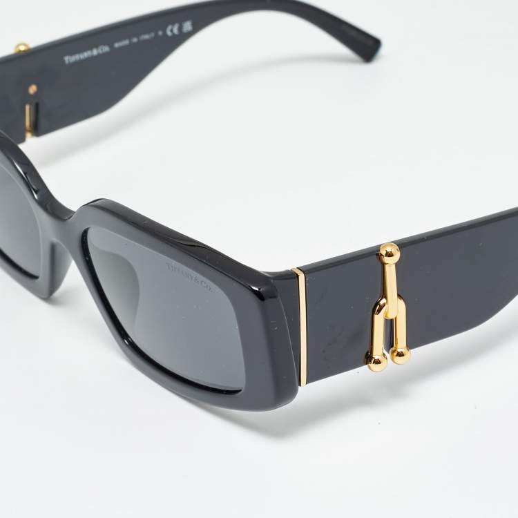 Pre Owned Tiffany & Co. Black Steve Mcqueen TF 4208 U Rectangle Sunglasses