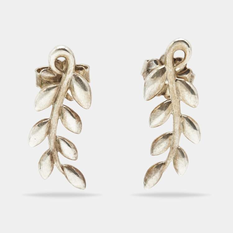 Pre Owned Tiffany & Co. Olive Leaf Climber Sterling Silver Earrings