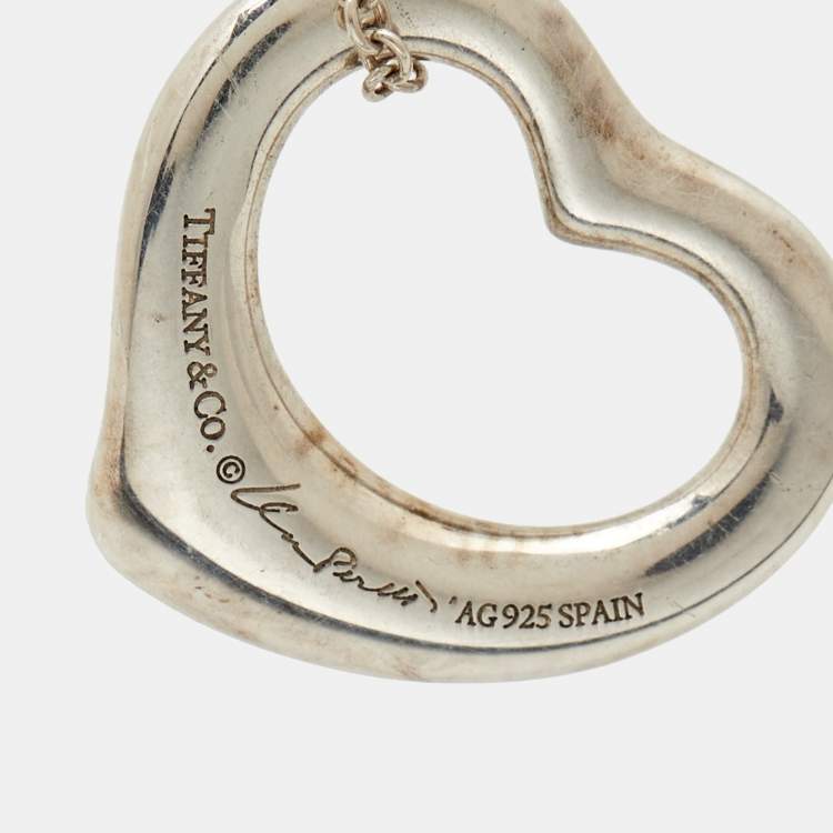 Pre Owned Tiffany & Co. Elsa Peretti Open Heart Sterling Silver 925 Pendant Necklace