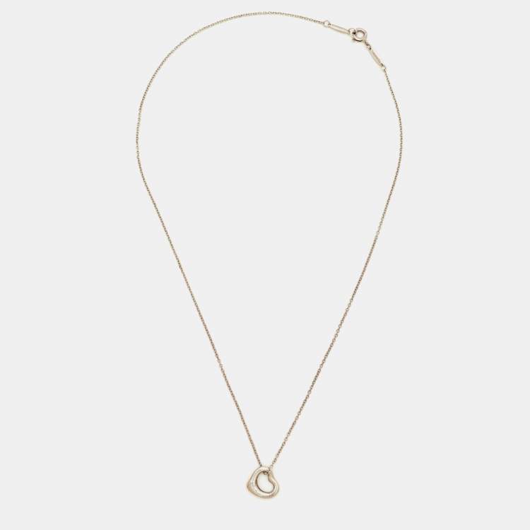 Pre Owned Tiffany & Co. Elsa Peretti Open Heart Sterling Silver Pendant Necklace