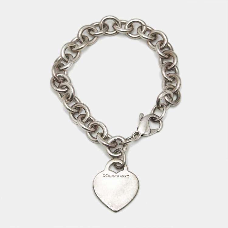 Pre Owned Tiffany & Co. Return To Tiffany Heart Tag Sterling Silver Bracelet