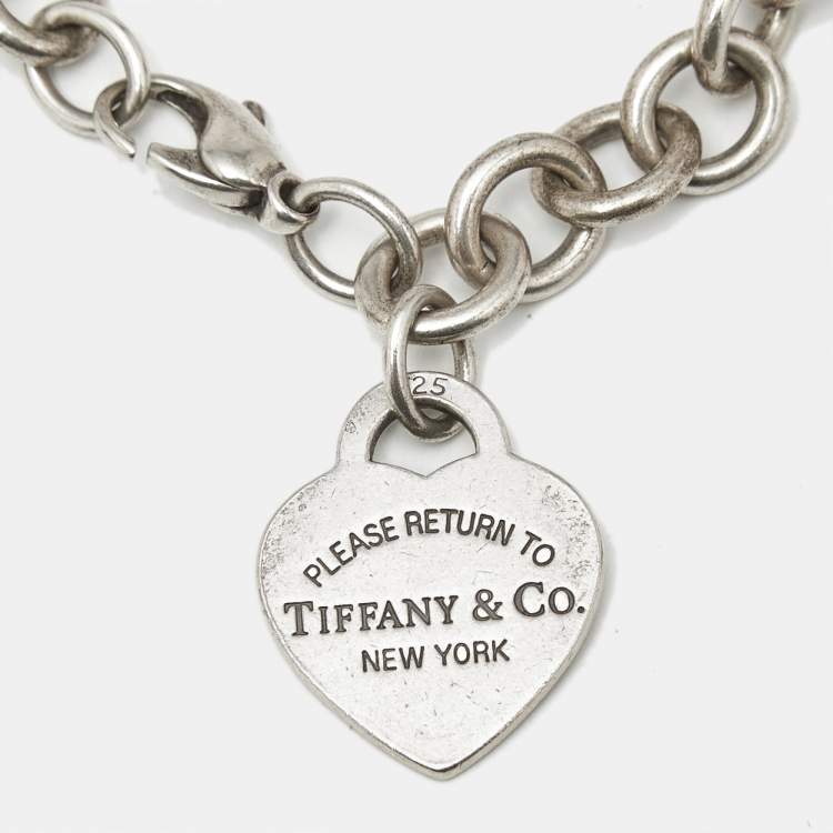 Pre Owned Tiffany & Co. Return To Tiffany Heart Tag Sterling Silver Bracelet