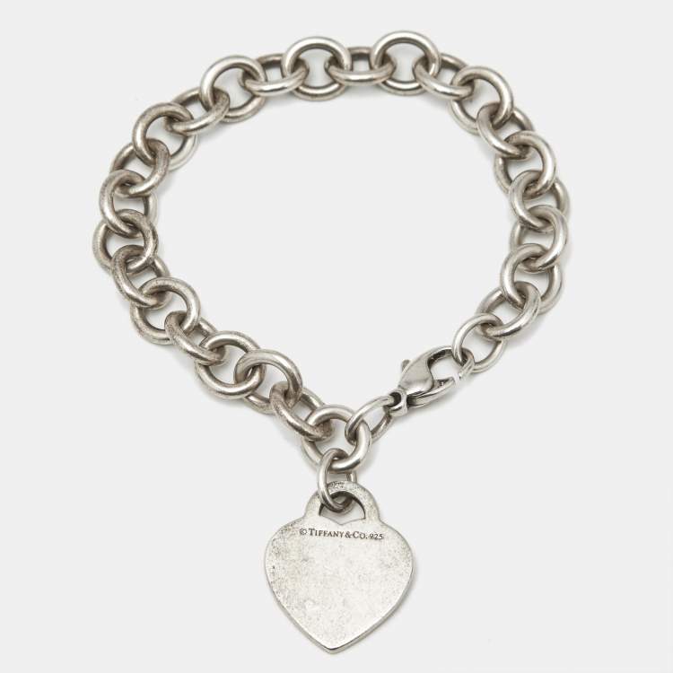Pre Owned Tiffany & Co. Return To Tiffany Heart Tag Sterling Silver Bracelet