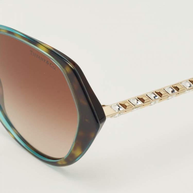 Pre Owned Tiffany & Co. Brown/Blue Gradient TF 4179 B Crystal Cat Eye Sunglasses