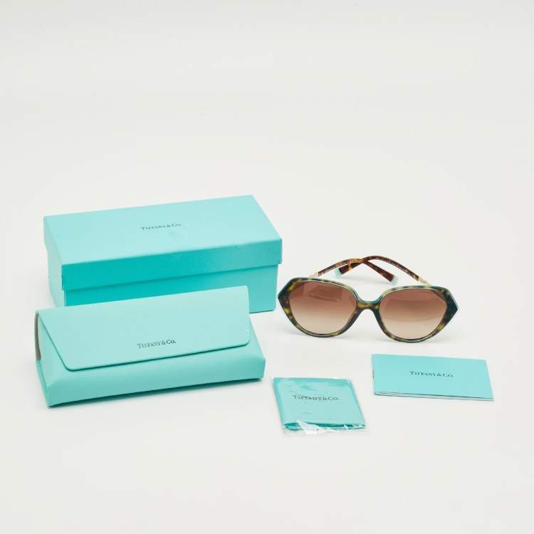 Pre Owned Tiffany & Co. Brown/Blue Gradient TF 4179 B Crystal Cat Eye Sunglasses