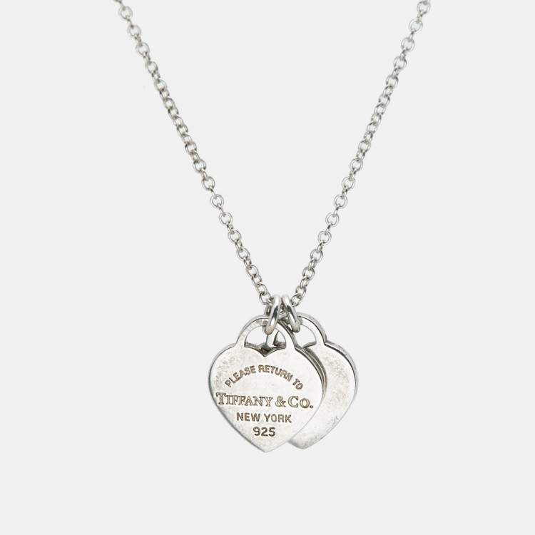 Pre Owned Tiffany & Co. Return To Tiffany Double Heart Tag Sterling Silver Pendant Necklace