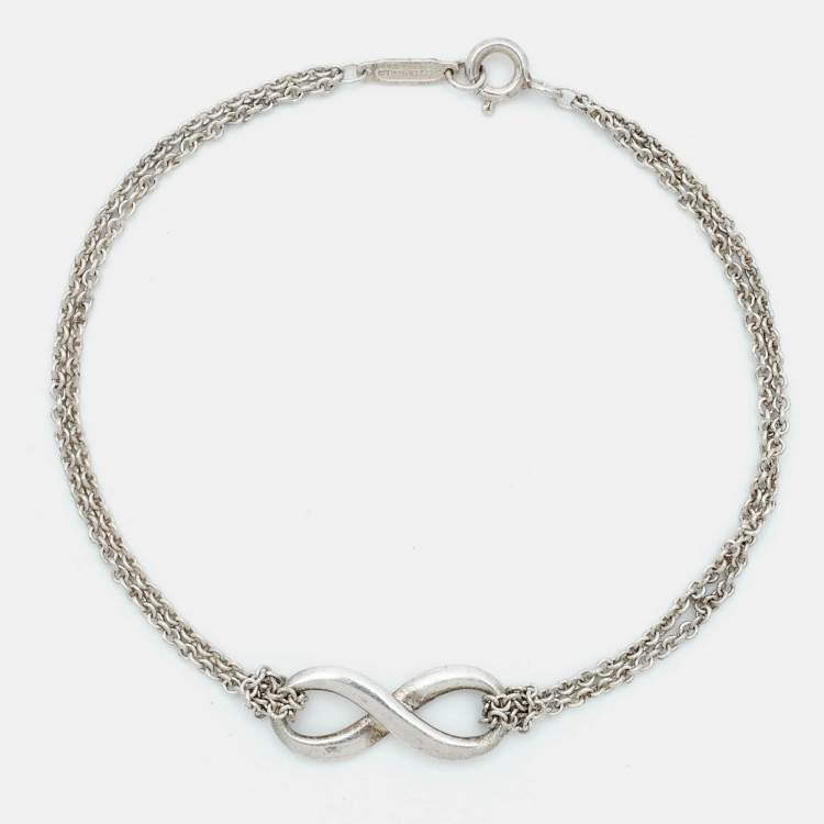 مملوكة مسبقًا Tiffany & Co. Infinity Sterling Silver Double Chain Bracelet