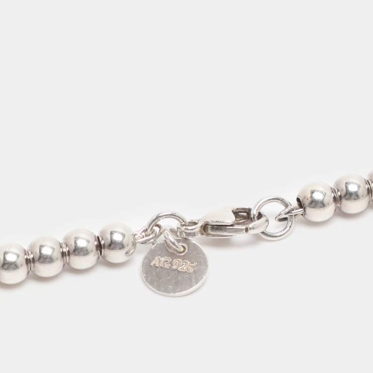 Pre Owned Tiffany & Co. Return to Tiffany Heart Tag Enamel Sterling Silver Beads Bracelet 