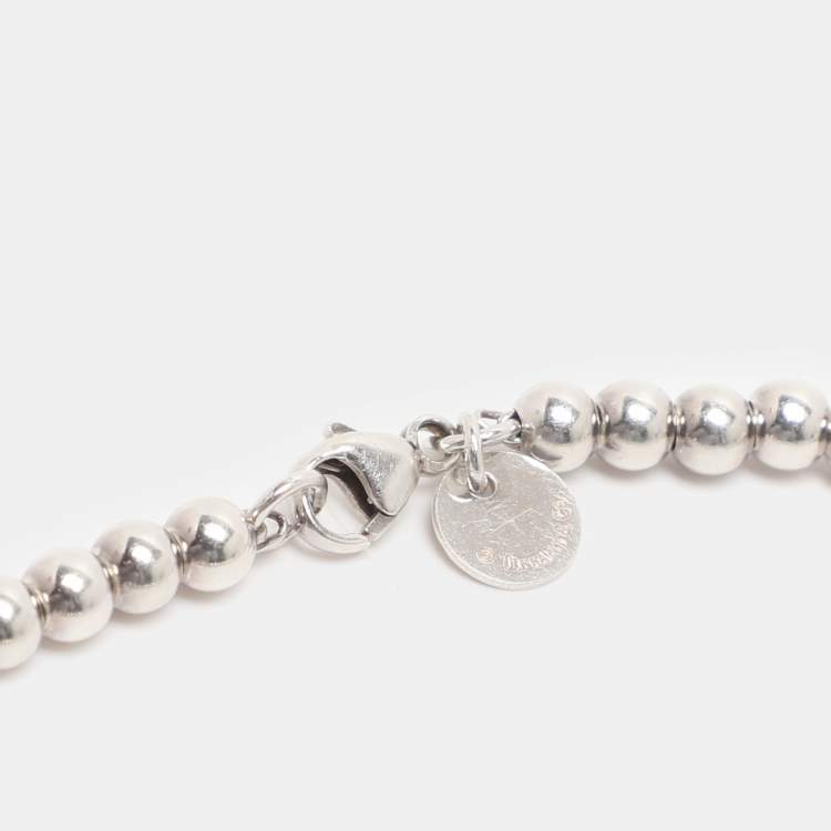 Pre Owned Tiffany & Co. Return to Tiffany Heart Tag Enamel Sterling Silver Beads Bracelet 