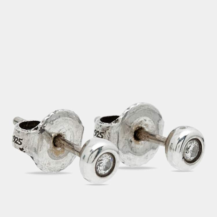 Pre Owned Tiffany & Co. Elsa Peretti Diamonds by the Yard Silver 925 Stud Earrings