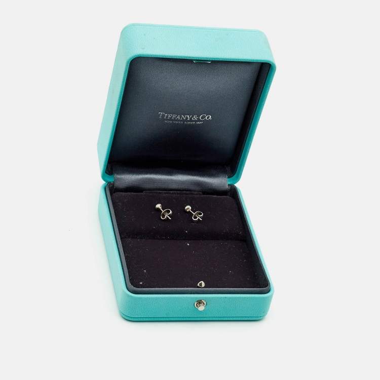 Pre Owned Tiffany & Co. Elsa Peretti Diamonds by the Yard Silver 925 Stud Earrings