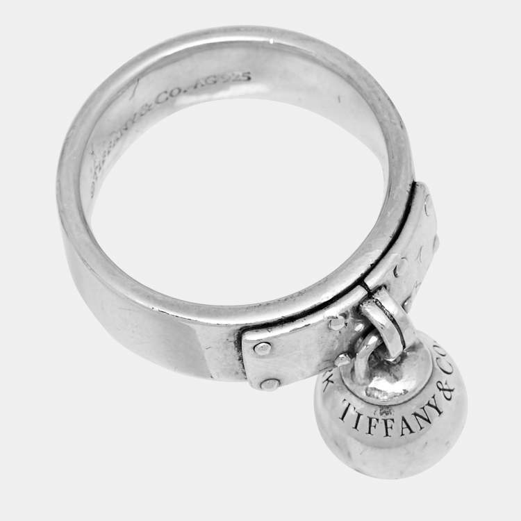 Pre Owned Tiffany & Co. HardWear Sterling Silver Ball Dangle Ring Size 56