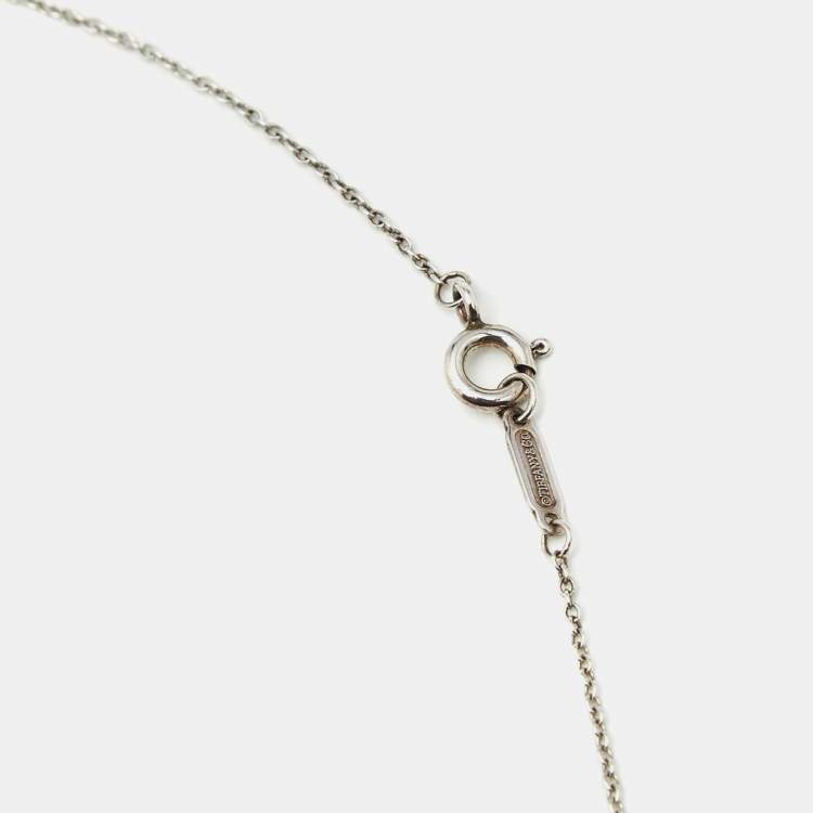 Pre Owned Tiffany & Co. Return to Tiffany Mini Double Heart Tag Enamel Sterling Silver Chain Necklace