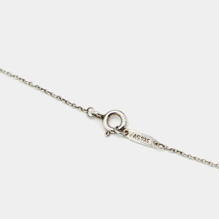 Pre Owned Tiffany & Co. Return to Tiffany Mini Double Heart Tag Enamel Sterling Silver Chain Necklace