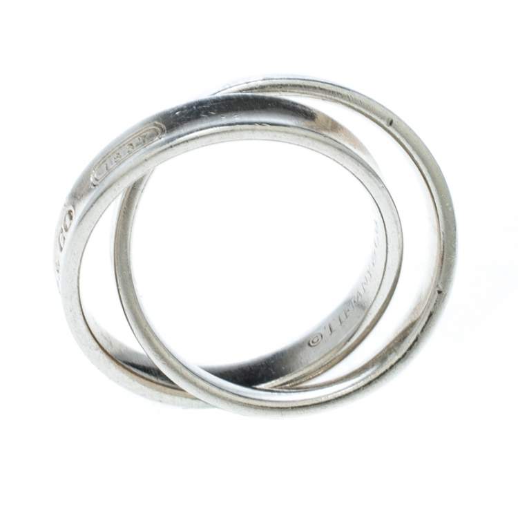 Pre Owned Tiffany & Co. Tiffany 1837 Interlocking Circles Silver Ring Size 50