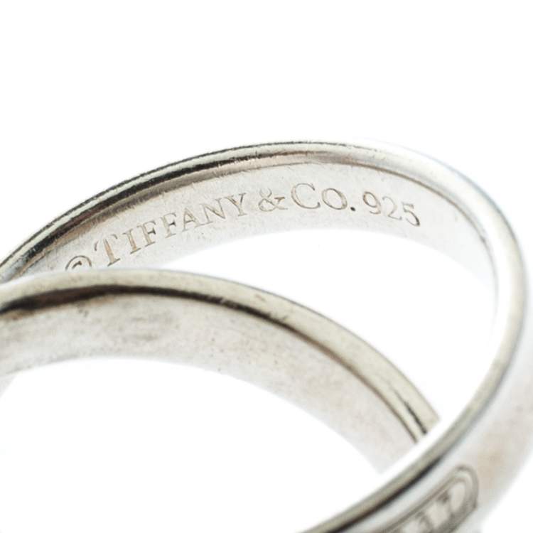 Pre Owned Tiffany & Co. Tiffany 1837 Interlocking Circles Silver Ring Size 50