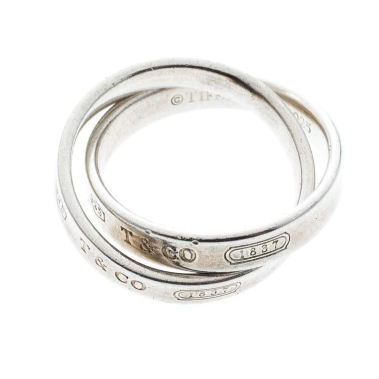 Pre Owned Tiffany & Co. Tiffany 1837 Interlocking Circles Silver Ring Size 50