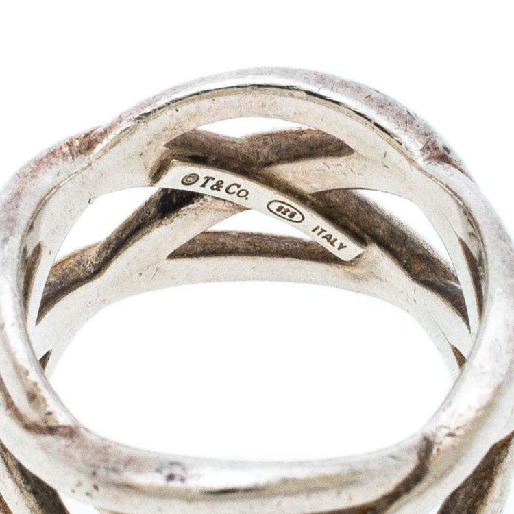 Pre Owned Tiffany & Co Celtic Knot Silver Band Ring Size 51