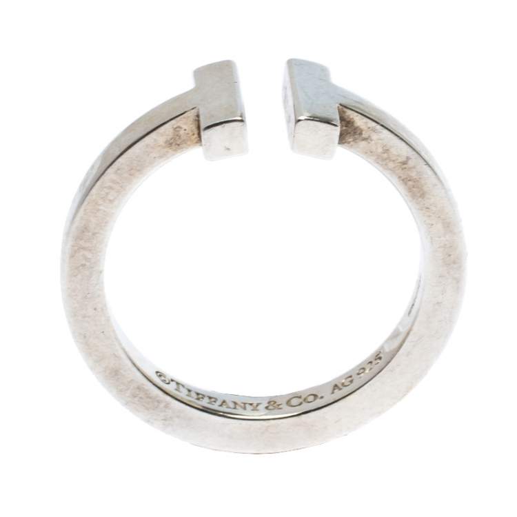 Pre Owned Tiffany & Co. Sterling Silver T Square Open Ring Size 56