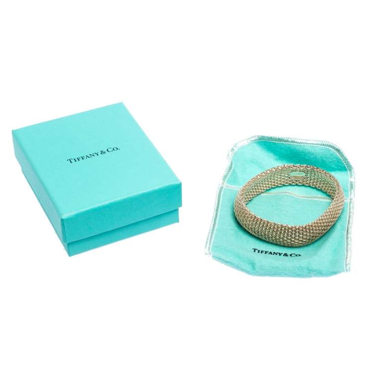 مملوكة مسبقًا Tiffany & Co. Somerset Silver Mesh Link Bangle Bracelet 