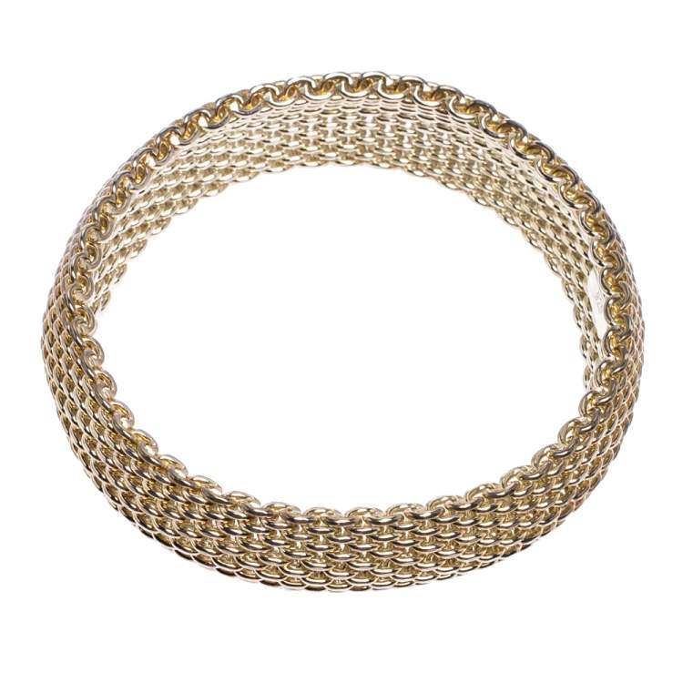 مملوكة مسبقًا Tiffany & Co. Somerset Silver Mesh Link Bangle Bracelet 