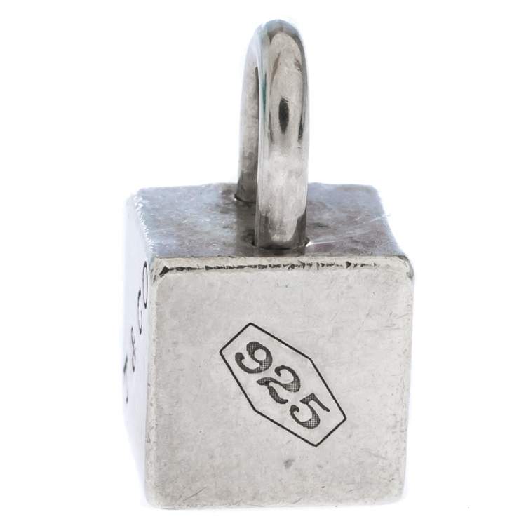 Pre Owned Tiffany & Co. 1837 Square Cube Padlock Silver Pendant Charm