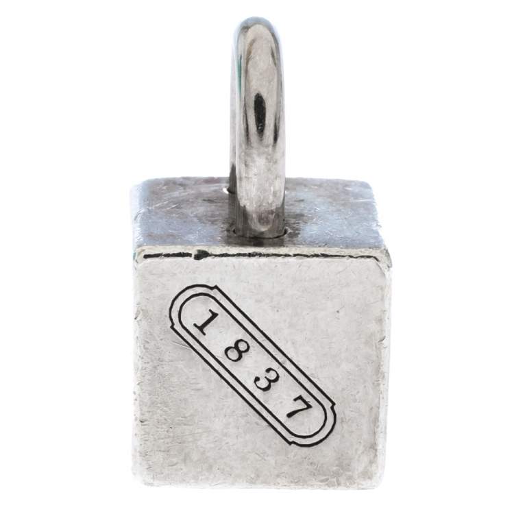 Pre Owned Tiffany & Co. 1837 Square Cube Padlock Silver Pendant Charm