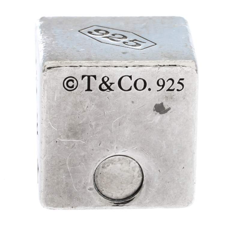 Pre Owned Tiffany & Co. 1837 Square Cube Padlock Silver Pendant Charm
