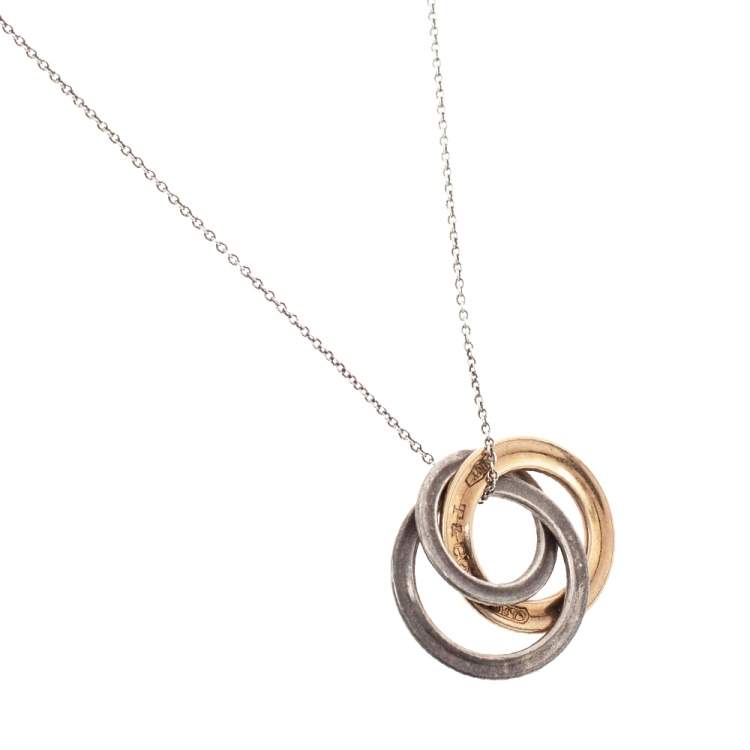 Pre Owned Tiffany & Co. Interlocking Circles Rubedo Silver Pendant Necklace