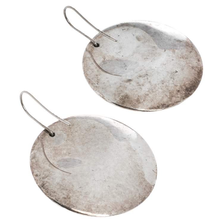 Pre Owned Tiffany & Co. Elsa Peretti Round Drop Silver Earrings