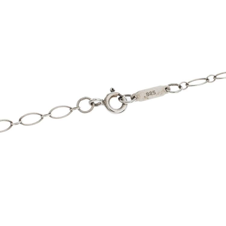 Pre Owned Tiffany & Co. Heart Key Silver Oval Link Chain Pendant Necklace